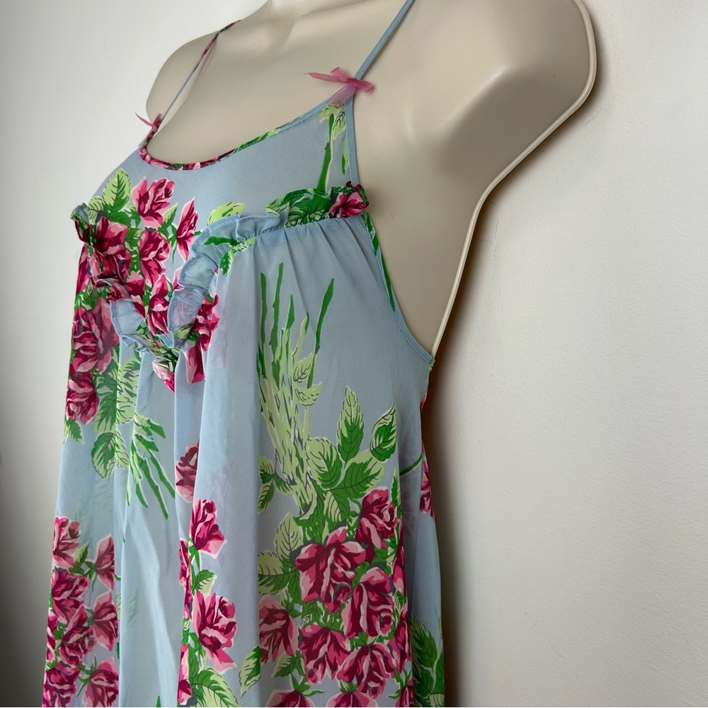 Betsey Johnson Intimates Floral Gown/Slip Dress sz L Romantic Coquette Boho - Picture 4 of 9